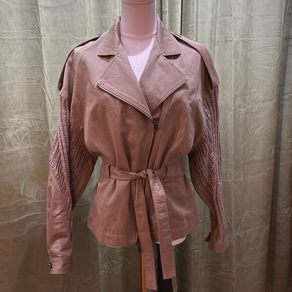 Gentry Portofino cotton/linen blend jacket with knit details, M - Picture 4 of 10